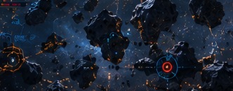 Asteroid field with marked zones